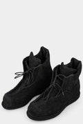Blackmerle | SS25 - A02 Distressed suede wing boots, Black