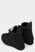 Blackmerle | SS25 - A02 Distressed suede wing boots, Black