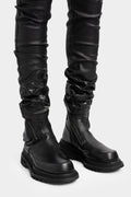 Pocket leather asymmetrical zip boots