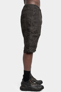 Never Enough | SS25 - Coated crinkled linen shorts, Brown, MBE012