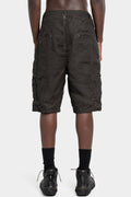 Never Enough | SS25 - Coated crinkled linen shorts, Brown, MBE012