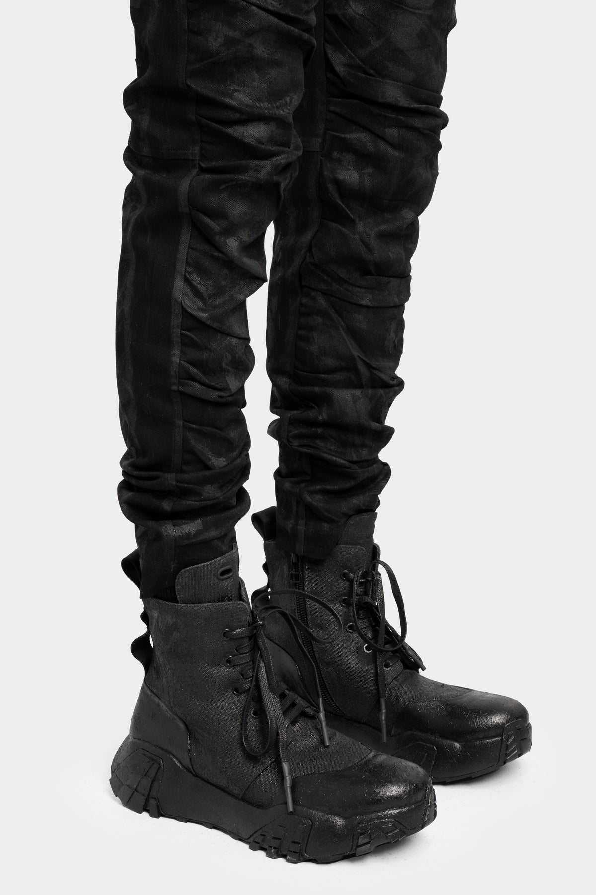 Tar coated canvas boots