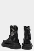 Pocket leather asymmetrical zip boots