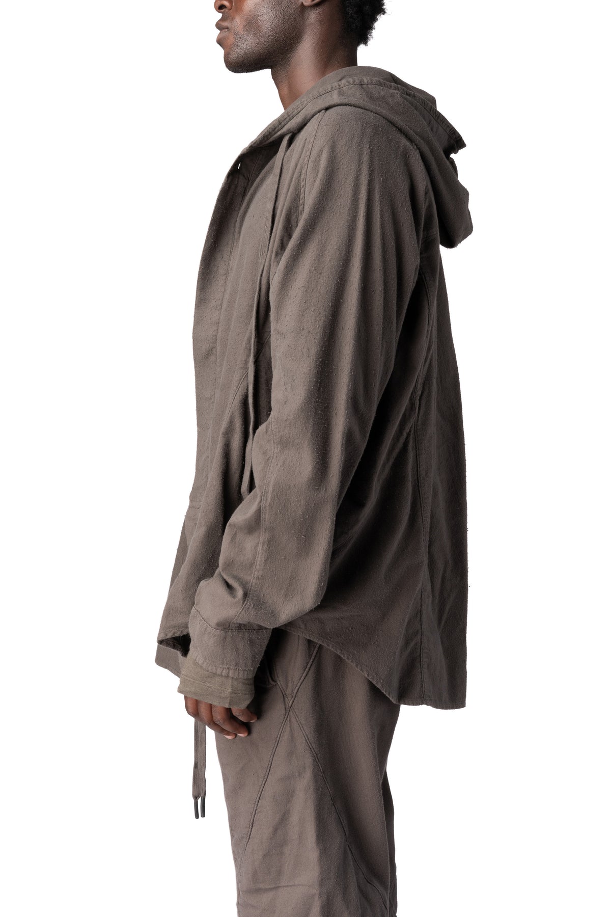 Andrea Ya'Aqov | AW26 - Cotton hooded shirt, Mushroom Brown 26MCOB23