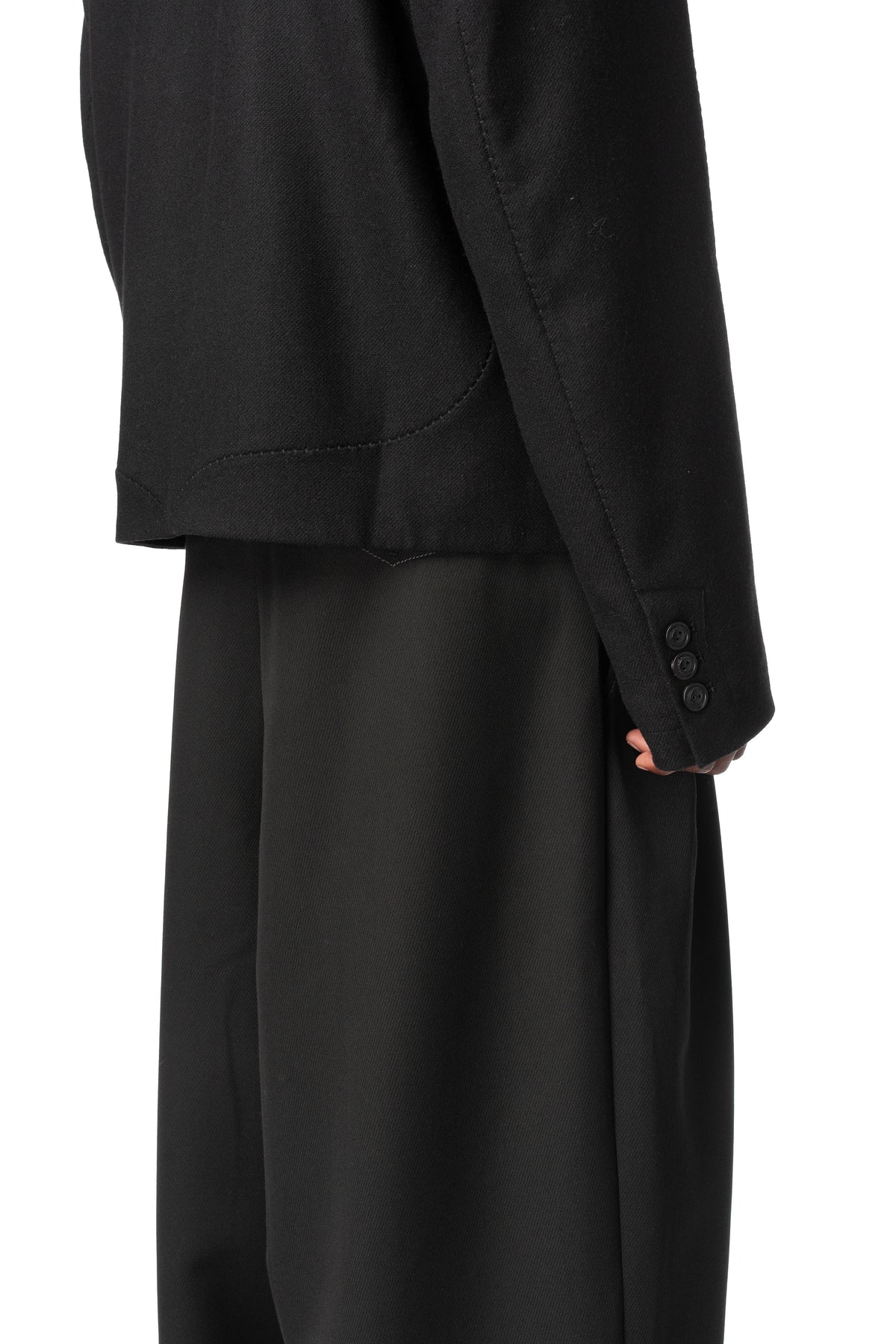 Overlock Mandarin Collar Blazer, Black