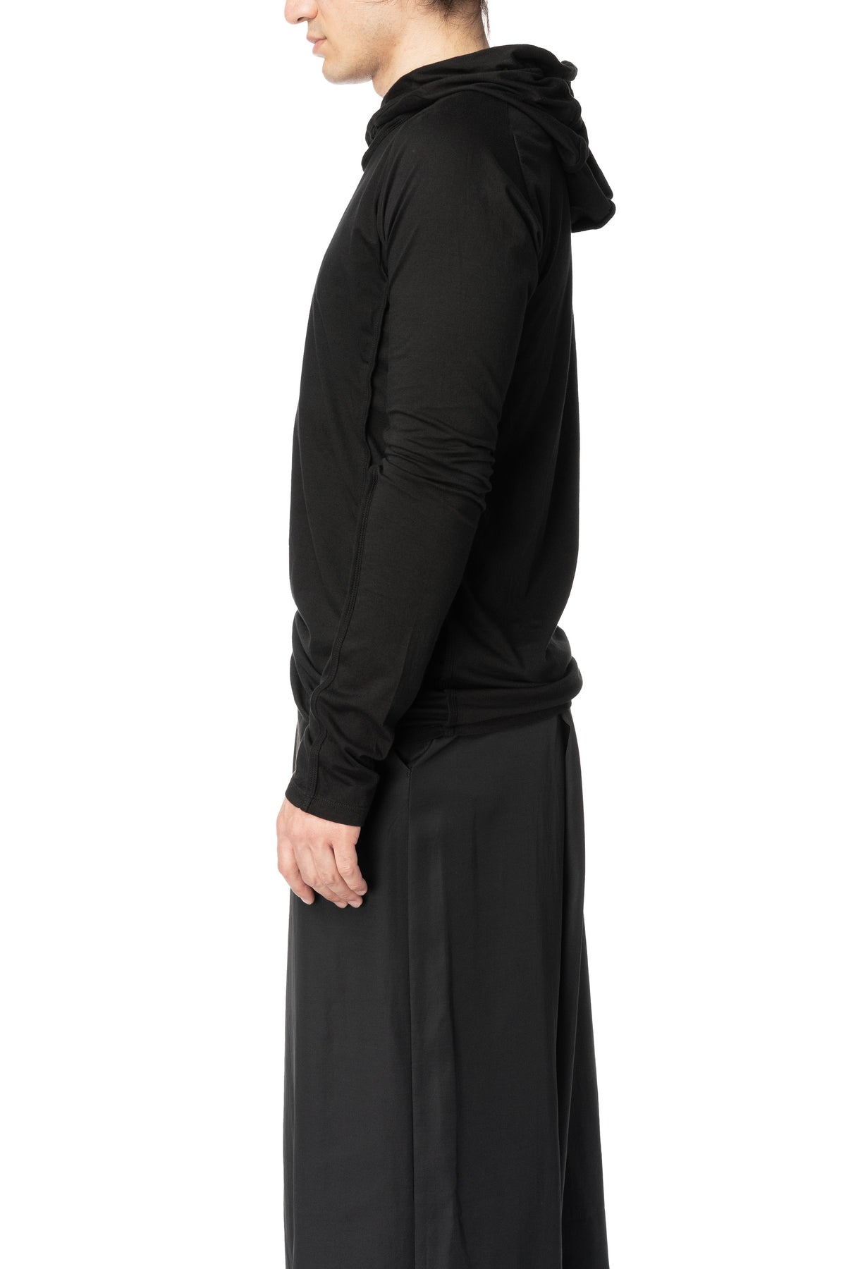 Hooded cotton jersey top, Black