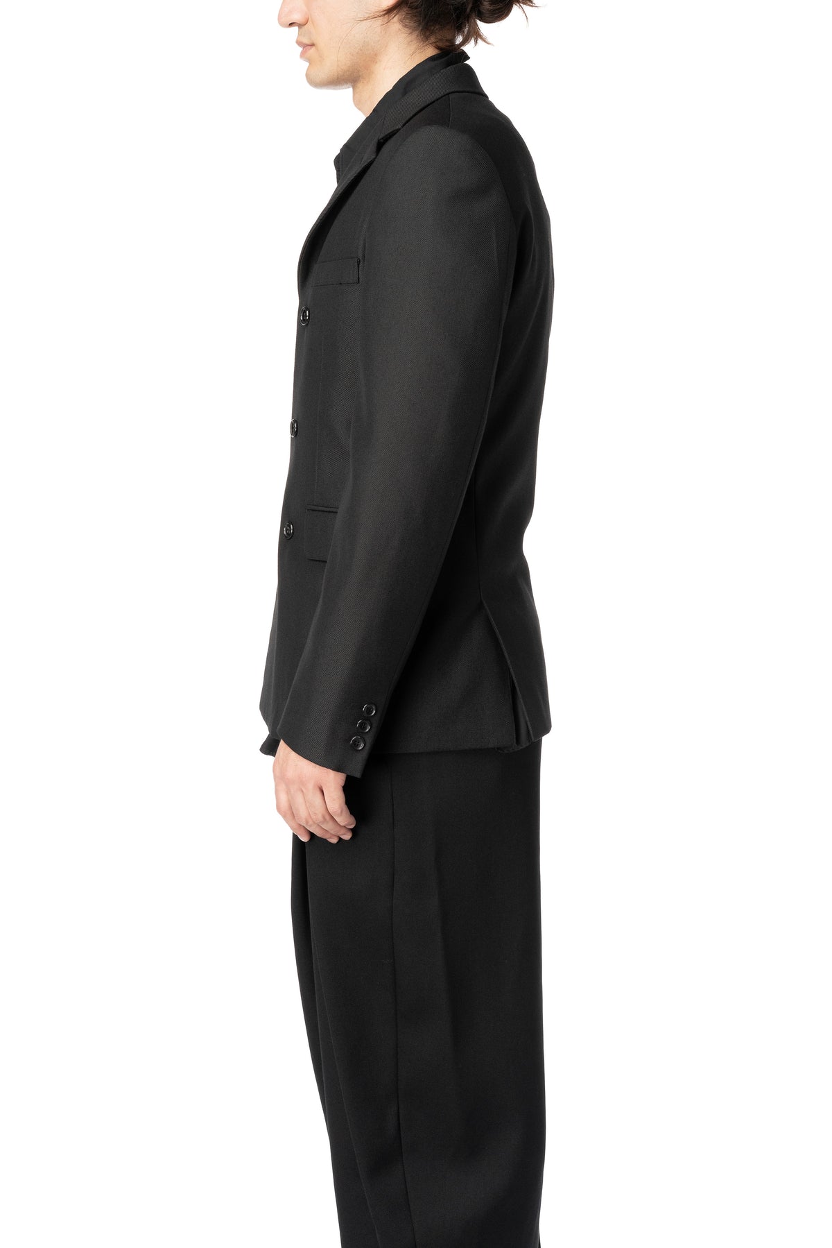 Double-breasted wool blazer with cut-out front