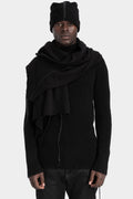 MD75 | AW25 - Cashmere blend knit scarf, Black/Antra MD10146