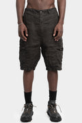 Never Enough | SS25 - Coated crinkled linen shorts, Brown, MBE012
