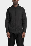 Never Enough | SS25 - Coated crinkled cotton shirt, Black, MSL009