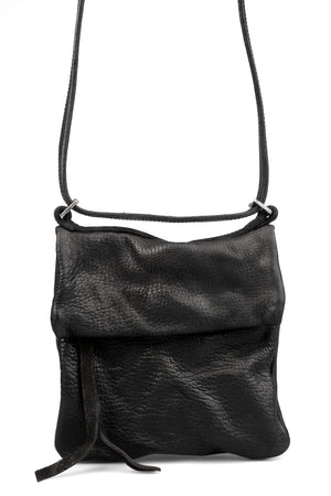 0-Hide | Small folded messenger leather bag, Black F25B3b