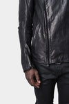 Incarnation | Double breasted moto high neck leather jacket