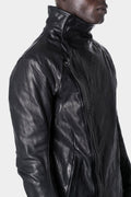 Incarnation | Double breasted moto high neck leather jacket