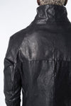 Incarnation | Double breasted moto high neck leather jacket