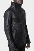 Incarnation | Asymmetrical zip high neck horse leather jacket