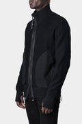 Asymmetrical zip cropped bomber jacket, Black