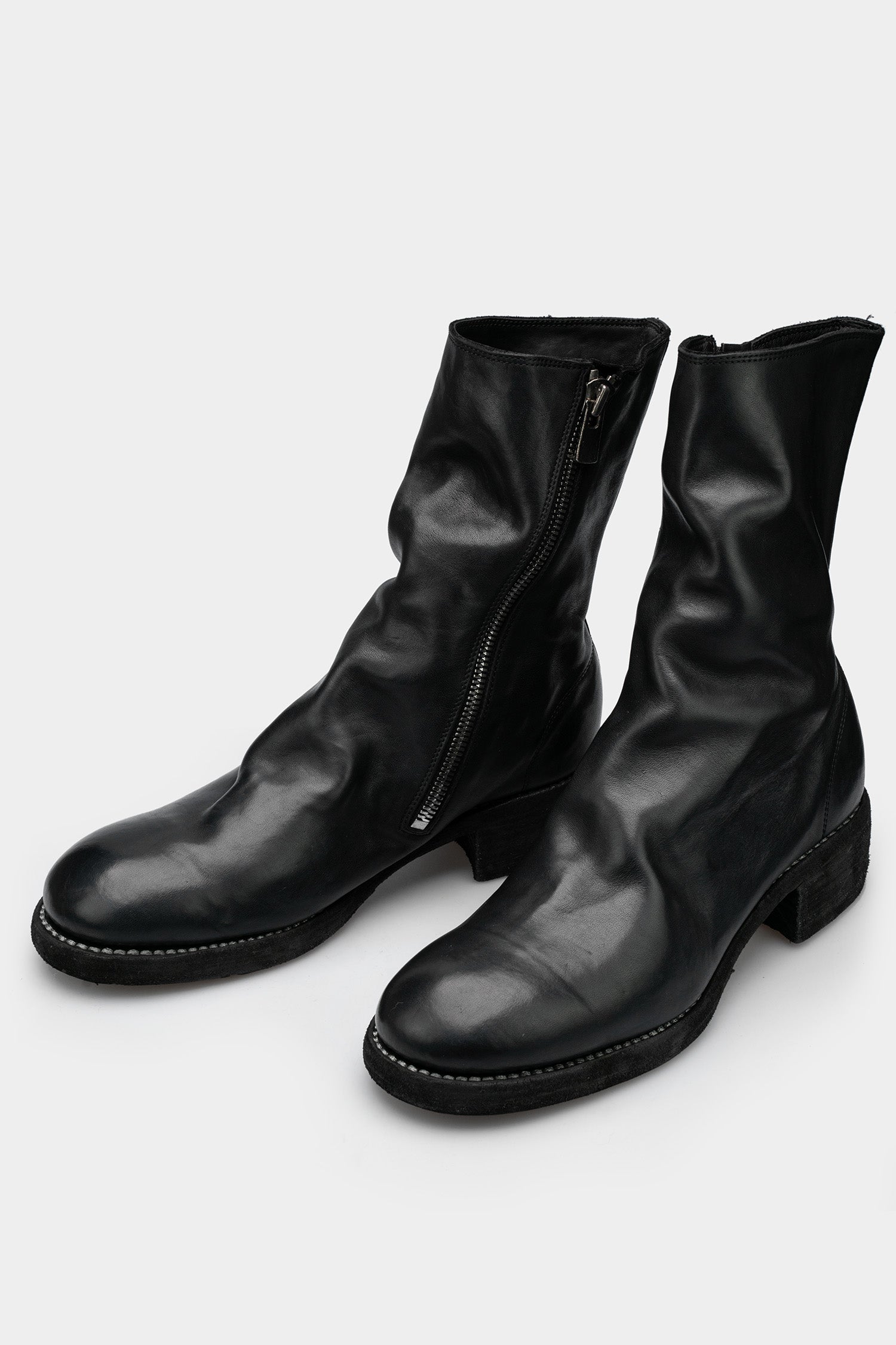 Side zip mid-top leather boots | 798LZX