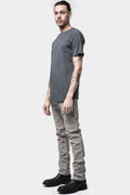69 By Isaac Sellam | SS24 - Asymmetrical seam linen t-shirt, Petrole