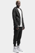Thom/Krom | SS24 - Hooded zip up contrast sweater, Black oil