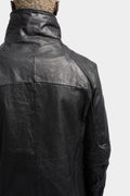 High neck darted raglan shoulder scar stitch leather jacket