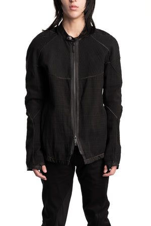 69 by Isaac Sellam | SS26 - Anatomical Pattern Structure Cotton Bomber Jacket, Black ANATOMIQUE