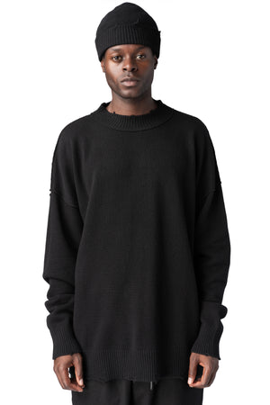 Andrea Ya'Aqov | AW26 - Destroyed knitted cashmere wool beanie, Black 26MMAG77