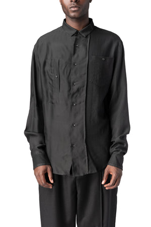 Andrea Ya'Aqov | AW26 - Panelled wool regular fit shirt, Black 26MCIT31