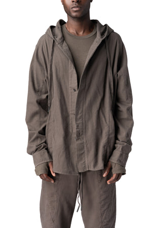 Andrea Ya'Aqov | AW26 - Cotton hooded shirt, Mushroom Brown 26MCOB23