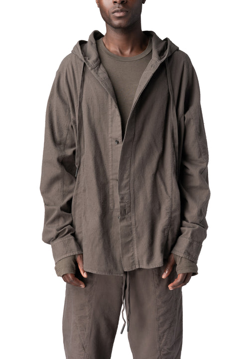 Andrea Ya'Aqov | AW26 - Cotton hooded shirt, Mushroom Brown 26MCOB23
