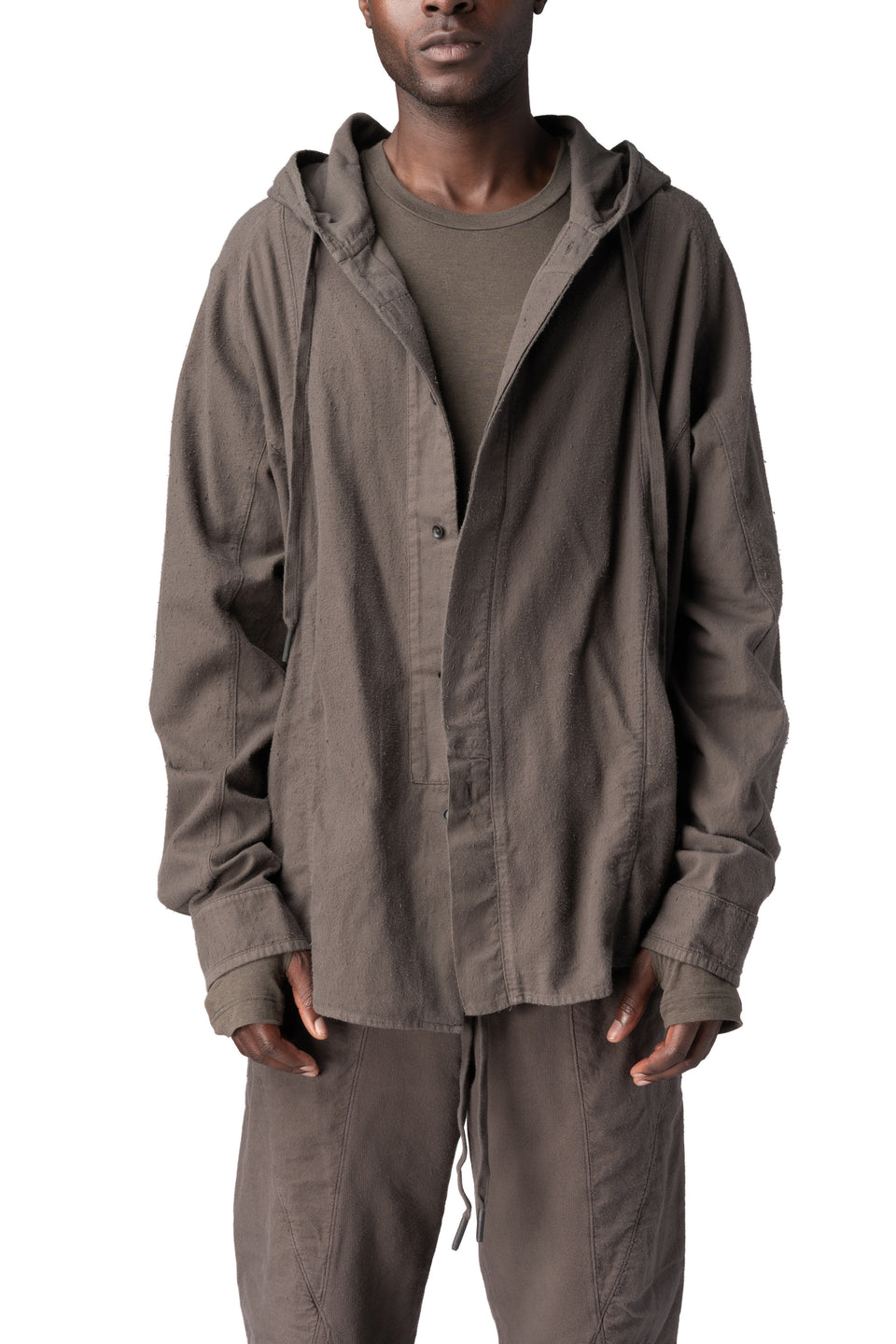 Cotton hooded shirt, Mushroom Brown