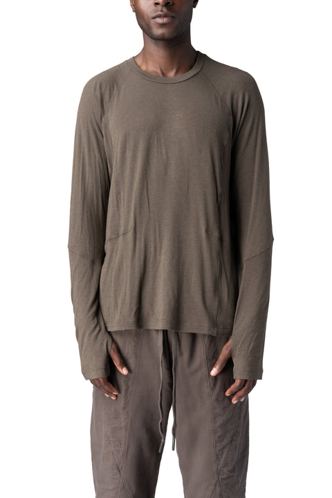 Andrea Ya'Aqov | AW26 - Viscose long sleeve crewneck, Mushroom Brown 26MLOD57