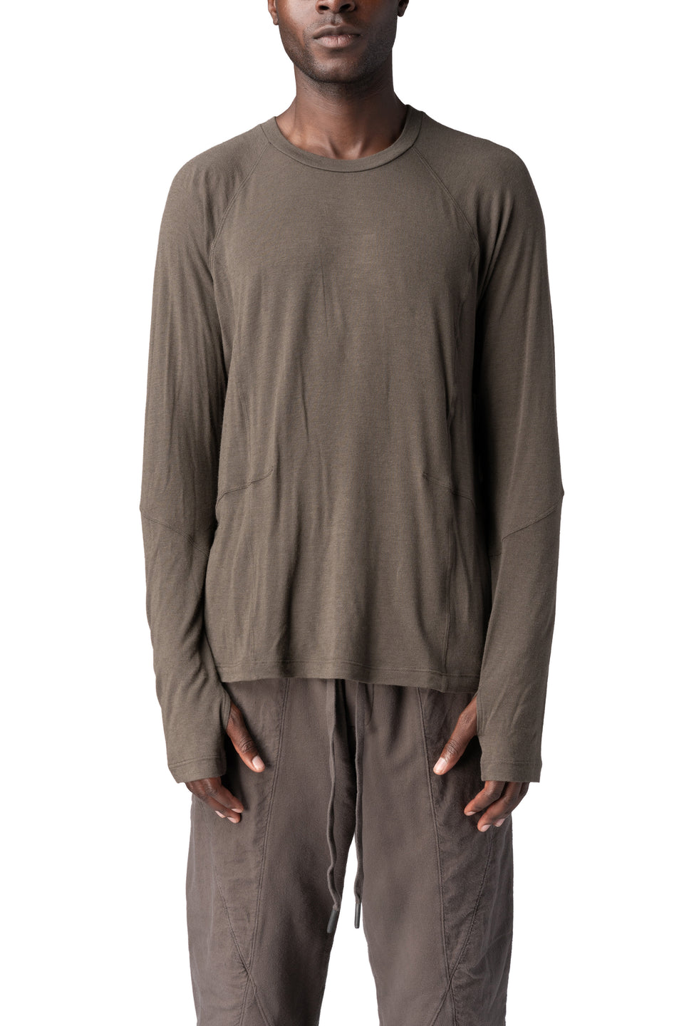 Viscose long sleeve crewneck, Mushroom Brown