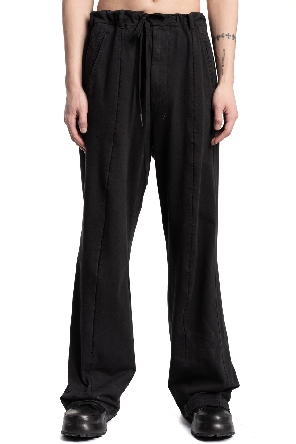 Wide cotton jersey pants