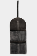 Folded strap leather wallet, Black