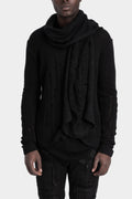 Blackmerle Distressed knit scarf, Black A01-130BK
