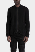 Blackmerle | AW25 - Distressed zip up knit sweater, Black M04-125BK