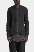 Blackmerle | AW25 - Distressed zip up knit sweater, Grey M04-125CC