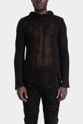 Blackmerle | AW25 - Distressed hooded wool blend sweater, M04-129BK