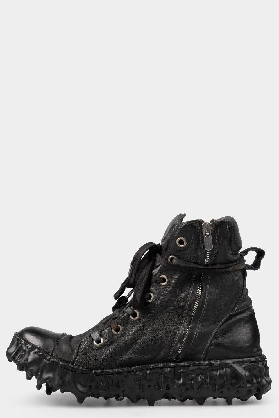 High top melt sole laced wrap front sneakers, Black