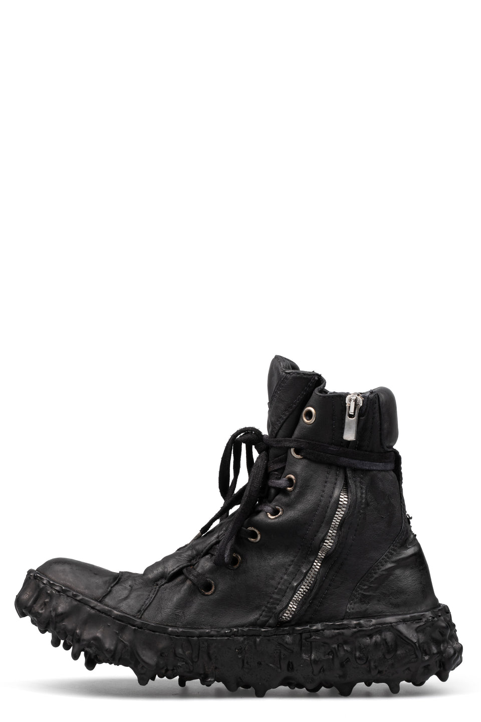 High top melt sole laced wrap front sneakers, Coal
