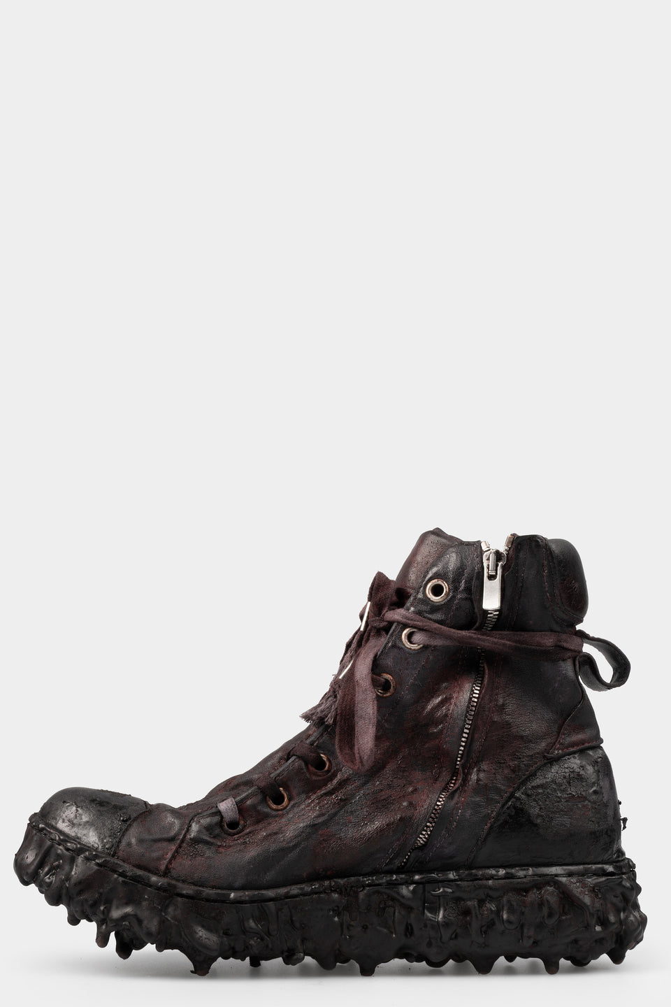 High top melt sole laced wrap front sneakers, Magma