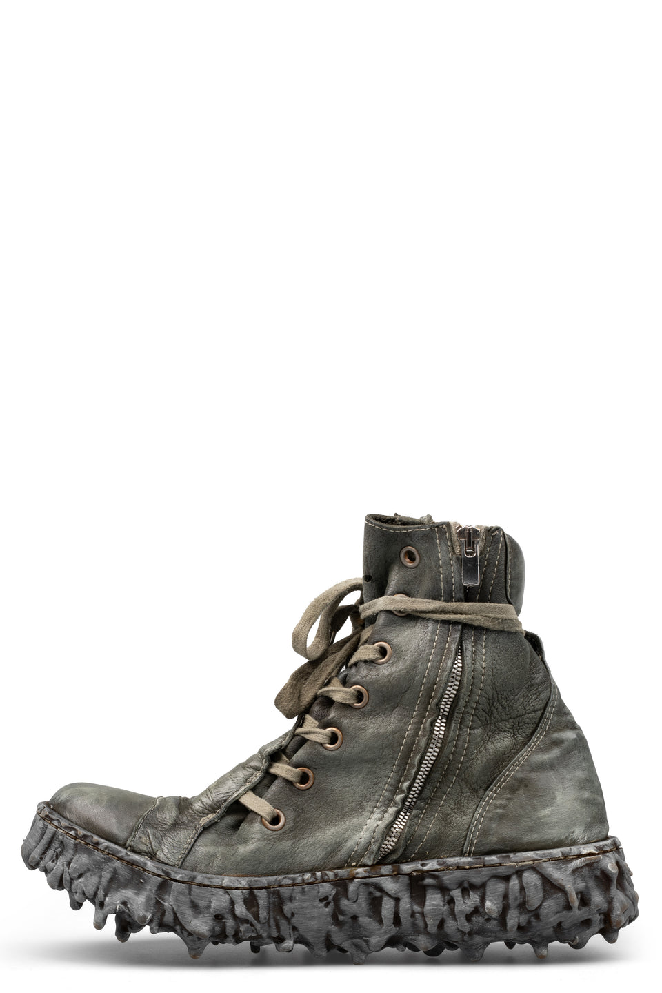 High top fold melt sole laced sneakers, Serpentine