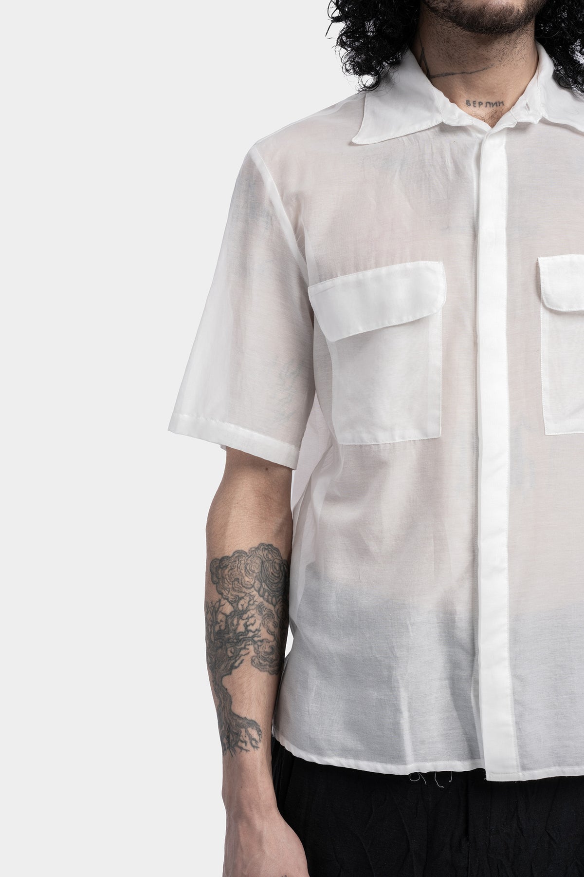 NostraSantissima | SS24 - Silk blend short sleeve shirt, White