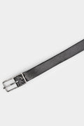 Silver buckle leather belt