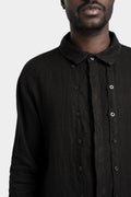 Double front panel linen shirt, Black