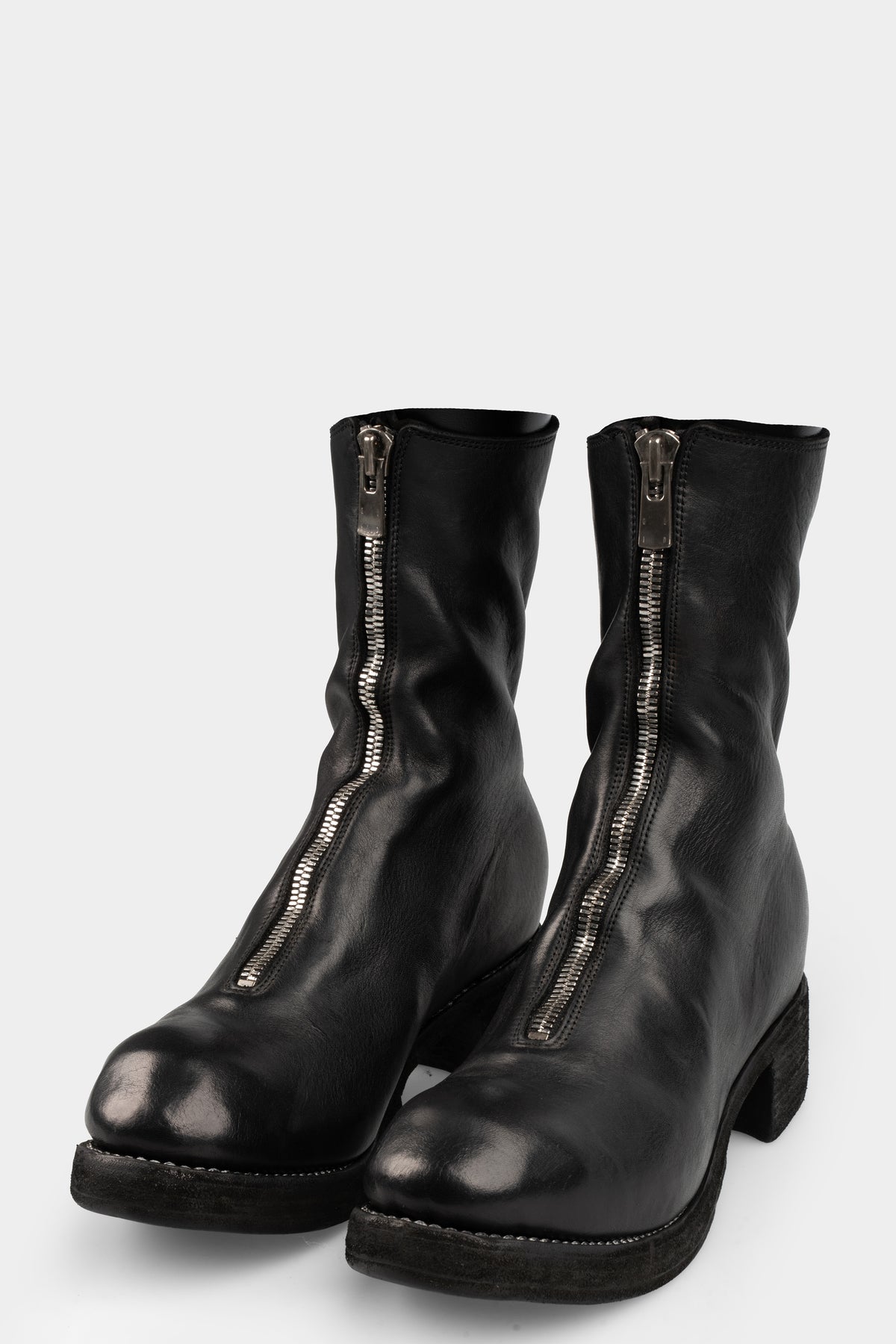 Guidi Front zip high top boots, Black
