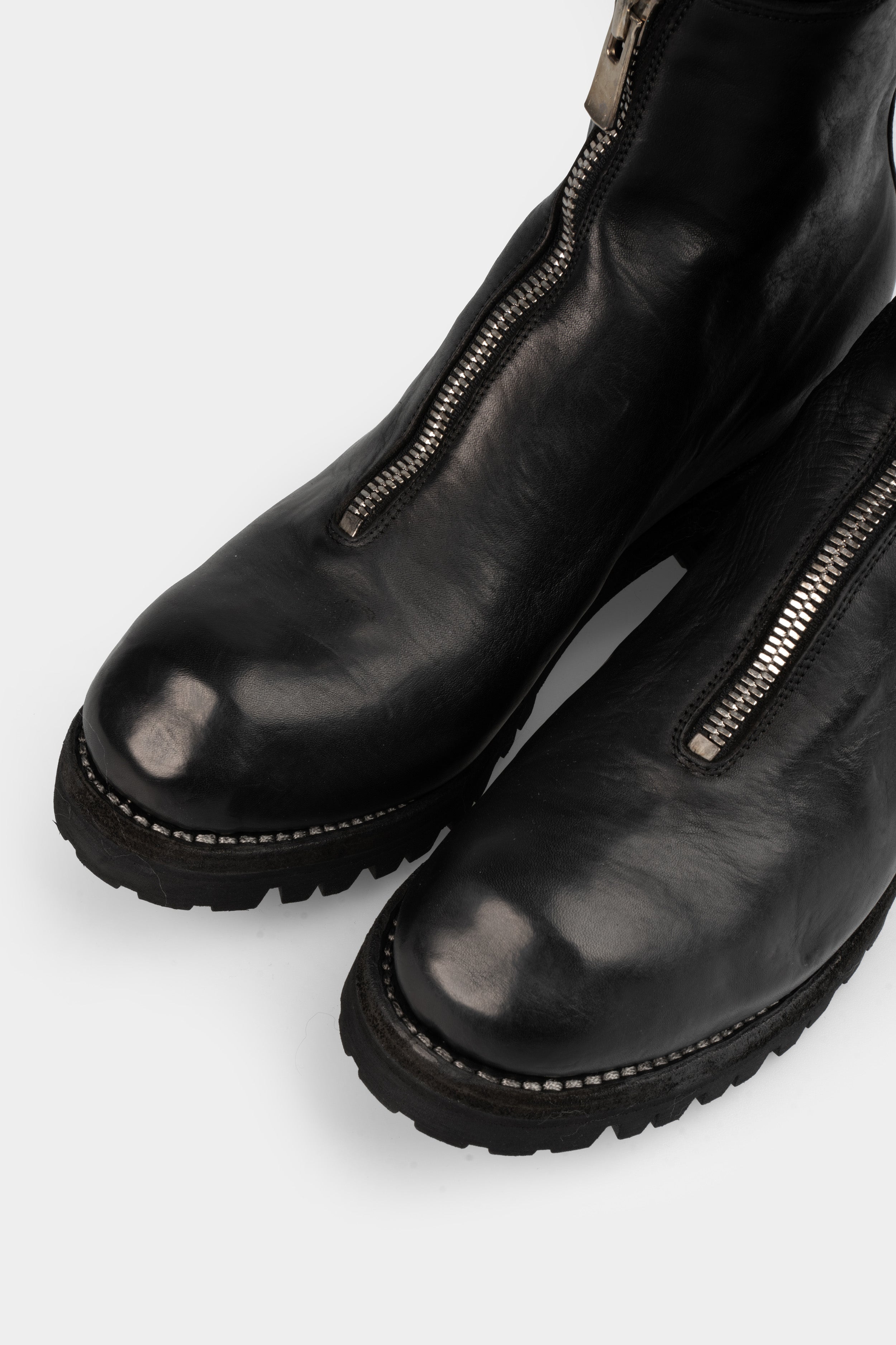 GUIDI PL1V - Front zip boots, Black / Full Grain Horse