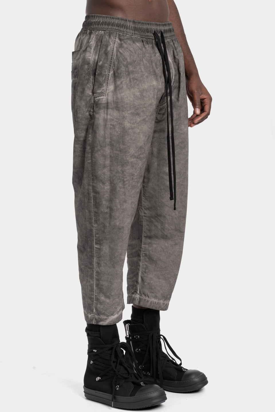 Cropped cotton poplin pants, Vegetal black