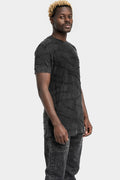 Jacquard knit scar T-Shirt, Cold dye marmorized