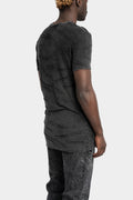 Jacquard knit scar T-Shirt, Cold dye marmorized